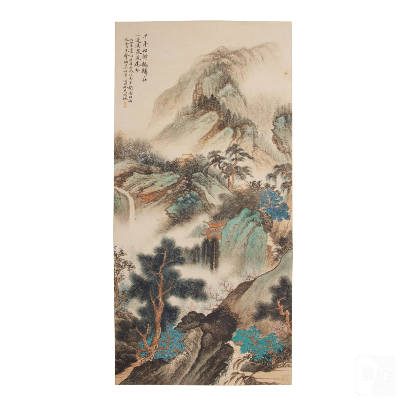 吳湖帆（1894-1968）山水 設色紙本 鏡心 | WU HUFAN (1894-1968) - 图1
